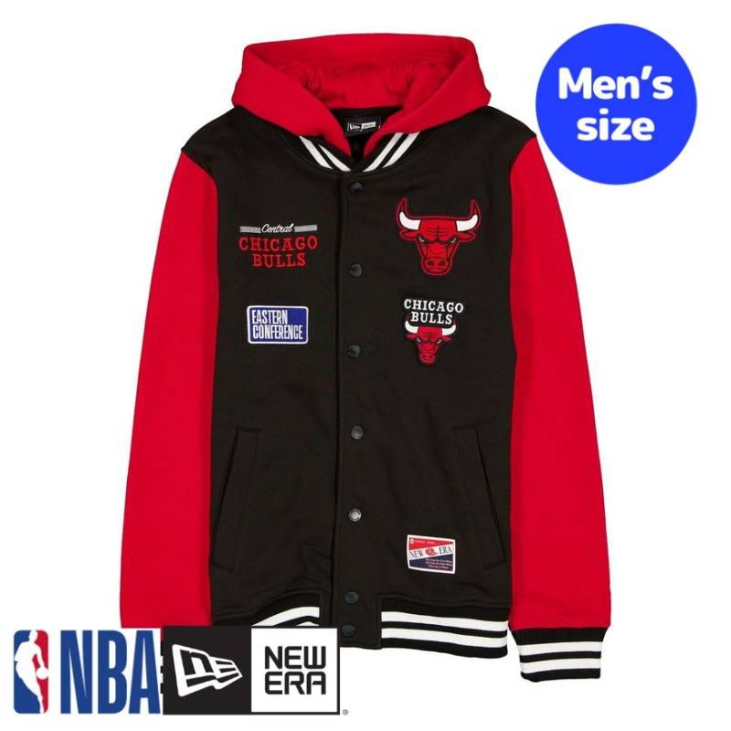 NBA公式 メンズ アウター ジャケット スタジャン ジャンパー シカゴ・ブルズ Chicago Bulls Throwback Black Jacket ニューエラ New Era