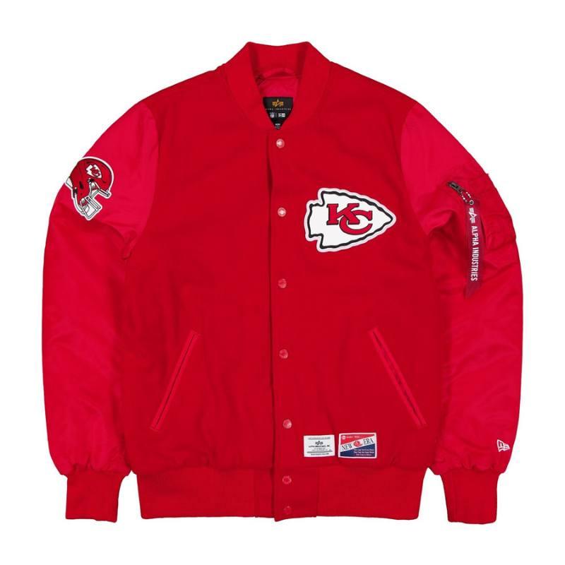 ニューエラ x アルファインダストリーズ NFL公式 メンズ アウター バーシティジャケット スタジャン ジャンパー チーフス New Era x Alpha Industriesの画像