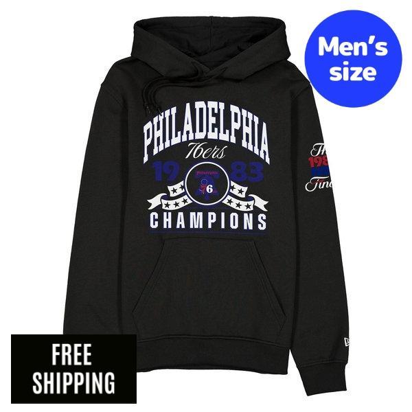 NBA メンズ パーカー 長袖トップス セブンティシクサーズ New Era ニューエラ Philadelphia 76ers Hardwood Classics 1983 Champions Black Hoodie