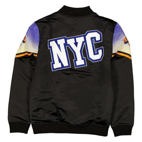 NBA ニューヨーク・ニックス メンズ スタジャン ジャケット New Era ニューエラ New York Knicks 2025 City Edition Black Jacketの画像