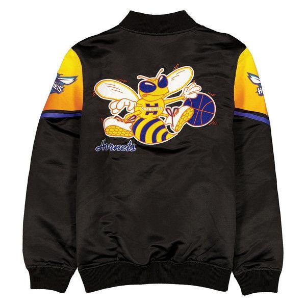 NBA シャーロット・ホーネッツ メンズ スタジャン ジャケット New Era ニューエラ Charlotte Hornets 2025 City Edition Black Jacketの画像