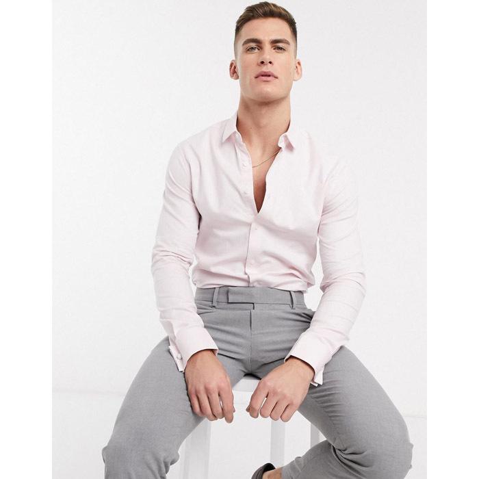 半額品 Asos Asos エイソス フォーマル スキニー フィット オックスフォード シャツ ピンク 代 30代 40代 ファッション コーディネート 速達メール便 Ugs Ed Ao