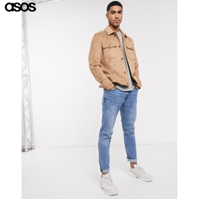 注目ブランド エイソス メンズ タン ハリントンジャケット フェイクスエード ユーティリティ 限定製作 Sushi Tecnotic Cl