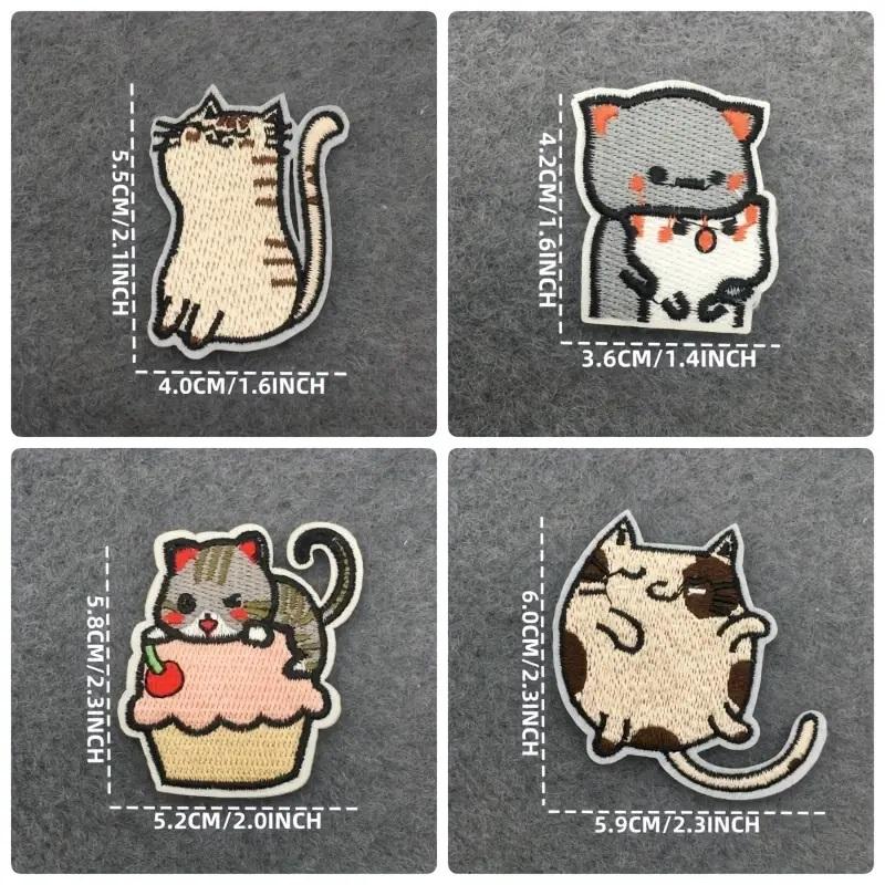 ロラライハリス刺繍ねこちゃんバッグワッペン生地アップリケ-超大特価