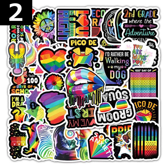 50-52枚 ステッカー レインボー 虹 カラフル 防水 耐水 シール