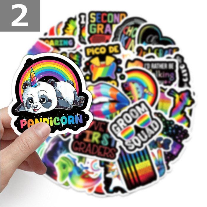 50-52枚 ステッカー レインボー 虹 カラフル 防水 耐水 シール