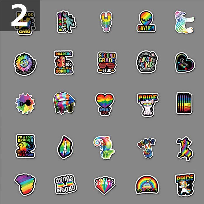 50-52枚 ステッカー レインボー 虹 カラフル 防水 耐水 シール