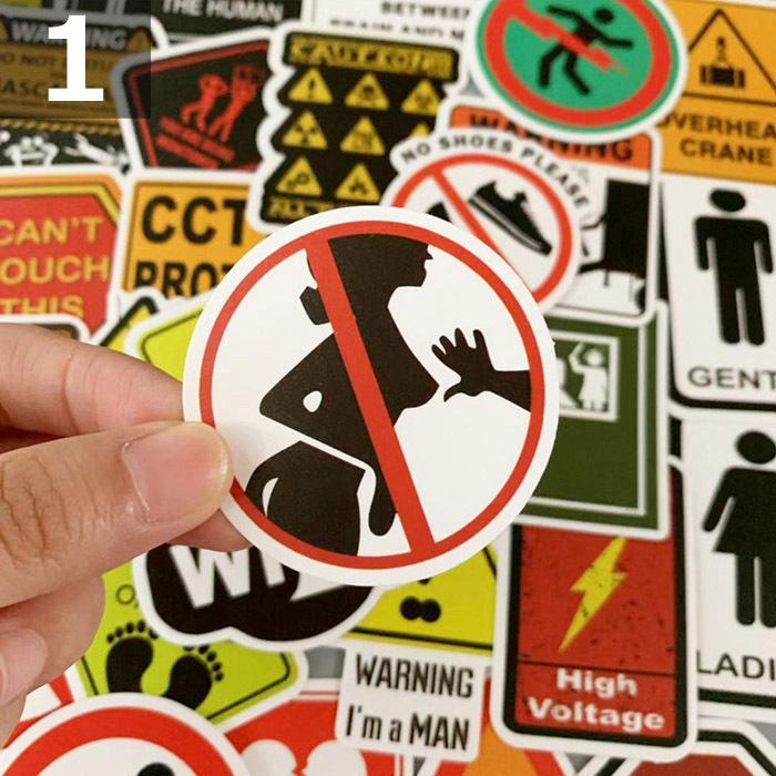 50枚 ステッカー ユニーク標識 警告 防水 耐水 シール
