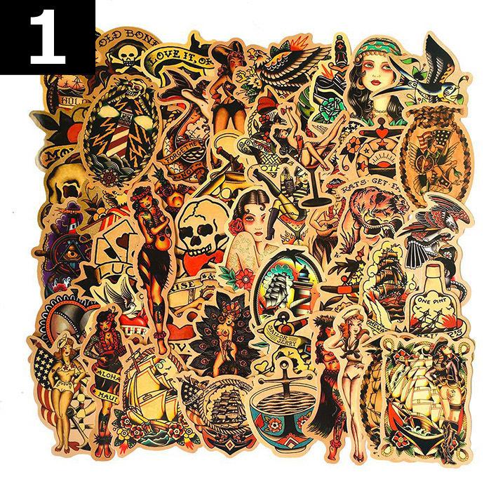 50枚 ステッカー レトロ エキゾチック 防水 耐水 シール 詰め合わせ 2