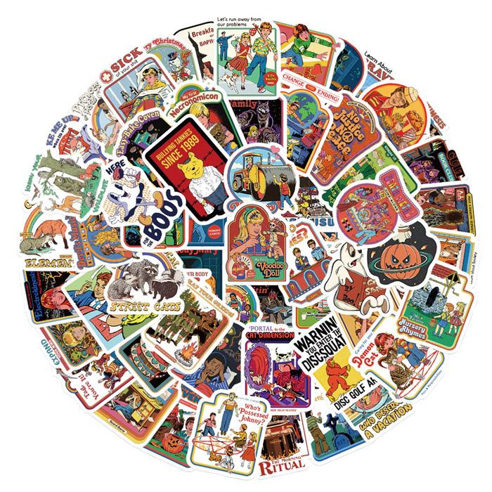 60枚 ステッカー レトロ ホラー ゴースト アメリカン かっこいい 防水