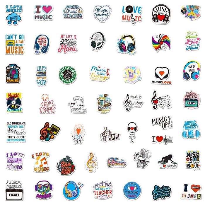 50枚 ステッカー 音楽 ミュージック 防水 耐水 シール