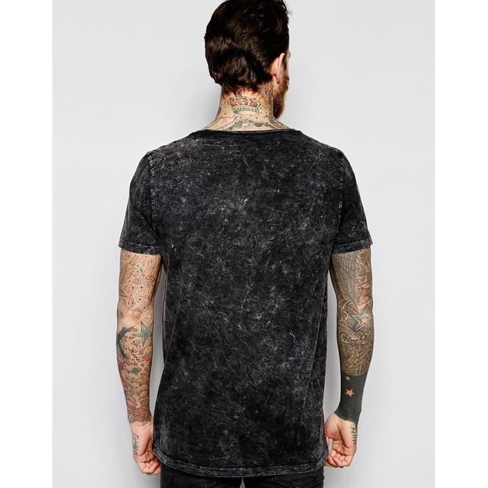 エイソス メンズ Tシャツ ブラック XSサイズ ASOS Longline T-Shirt With Acid Wash And Skull Print(844547)｜us-style｜02