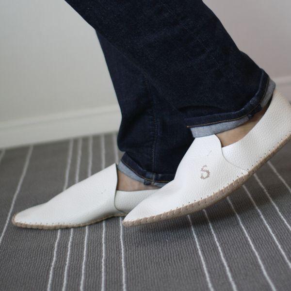 【MEN'S ルームシューズ キット（イニシャル入）】クリックポスト対応、手作り、DIY、ハンドメイド、おしゃれ、結婚祝い、ペアルック、贈り物、スリッパ、本革 |  | 01