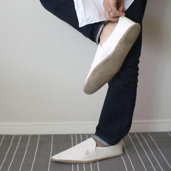 【MEN'S ルームシューズ キット（イニシャル入）】クリックポスト対応、手作り、DIY、ハンドメイド、おしゃれ、結婚祝い、ペアルック、贈り物、スリッパ、本革 |  | 02