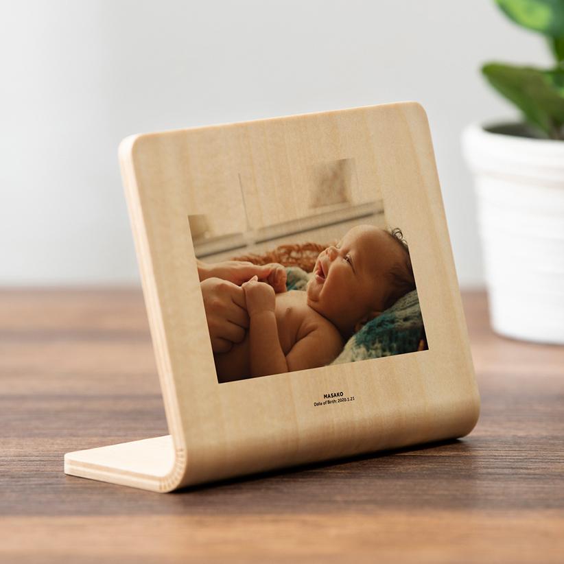 【出産祝】ウッドプリントMINI 写真 フォトフレーム おしゃれ 北欧 写真立て プリント 名入れ 記念品 木製 |  | 01