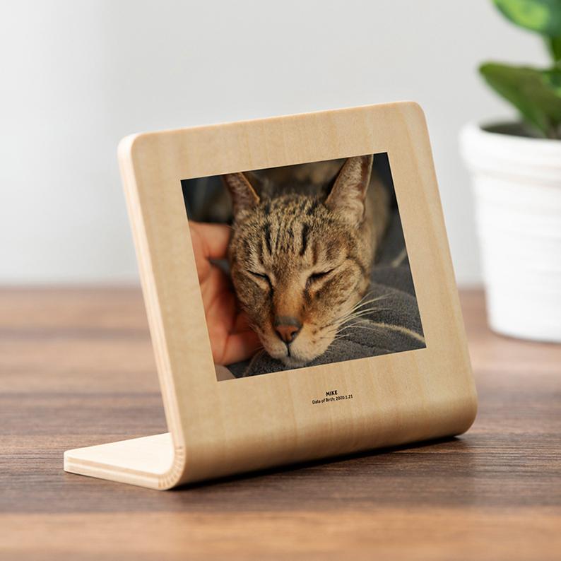 【ペット】ウッドプリントMINI 写真 メモリアルプレート フォトフレーム おしゃれ 北欧 写真立て プリント 名入れ 記念グッズ 木製 |  | 01