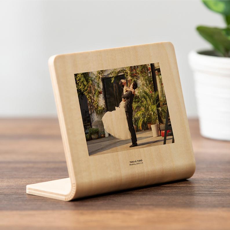 【結婚式】ウッドプリントMINI 写真 フォトフレーム ウェディング 両親 おしゃれ 北欧 写真立て プリント 名入れ 記念品 木製 |  | 01
