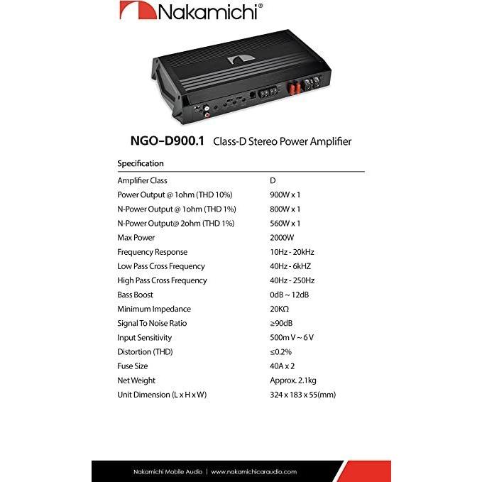 NGO-D900.1 1ch Max.5400W NGOシリーズ ナカミチ Nakamichi : USA