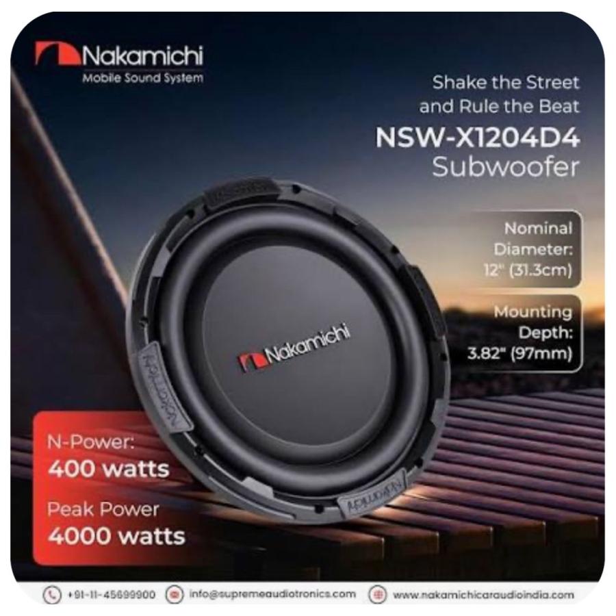 NSW-X1204D4 薄型 30cm（12インチ）4Ω DVC Max.3000W ナカミチ