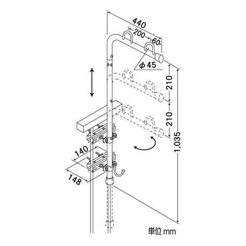 ベランダ用物干し台 屋外用 ステンレス 物干し金物｜usagi-shop｜05