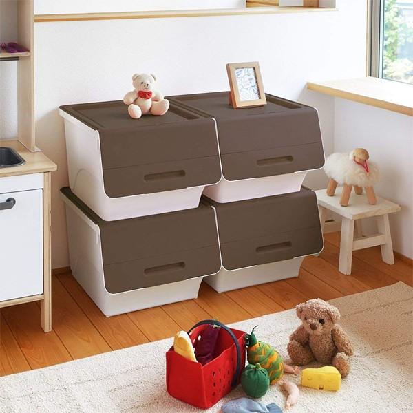 収納ボックス 蓋付き 収納ケース 積み重ね フラップ扉 : うさぎ屋