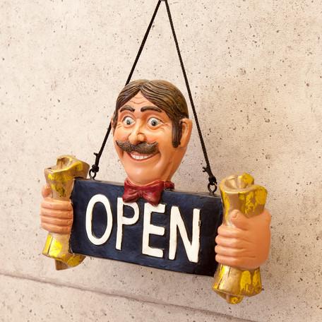 看板 オープン OPEN クローズ CLOSE サインボード おじさん ジェントル