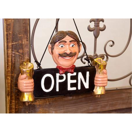 看板 オープン OPEN クローズ CLOSE サインボード おじさん ジェントル