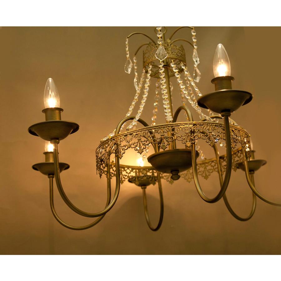 シャンデリア　6灯　ゴージャス　ゴールド　① シャンデリア 6灯 LED対応 E12 天井照明 吊り下げ シーリング