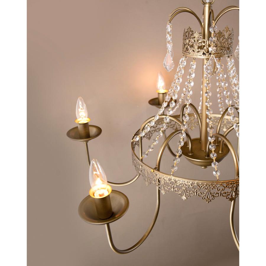 シャンデリア　6灯　ゴージャス　ゴールド　① シャンデリア 6灯 LED対応 E12 天井照明 吊り下げ シーリング