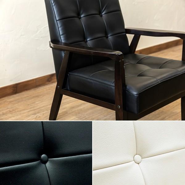 レトロソファ PVC 一人掛け ブラック(BK)