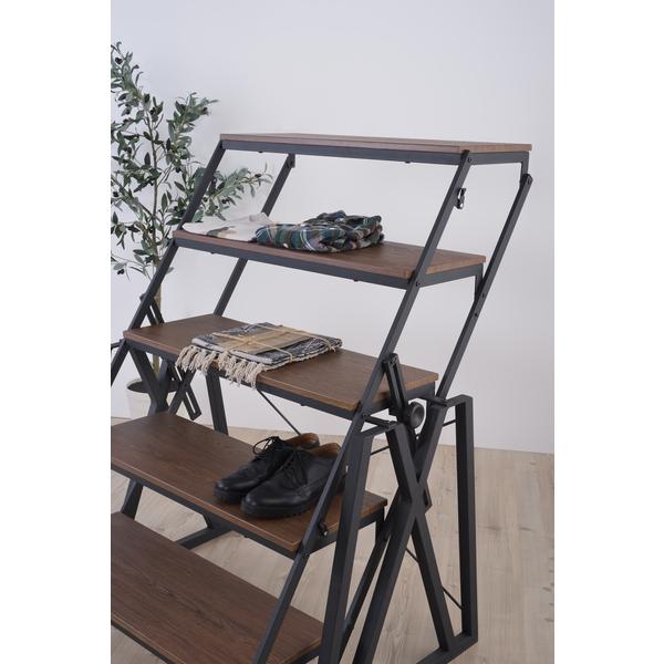 東谷 シェルフ 棚 5段 変形 テーブル 収納棚 オープンラック 無骨