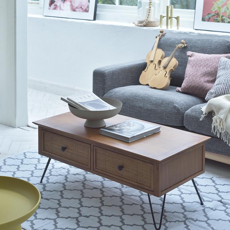 【カントリー家具】木製センターテーブル 引き出し付き カントリー家具】木製センターテーブル 引き出し付き