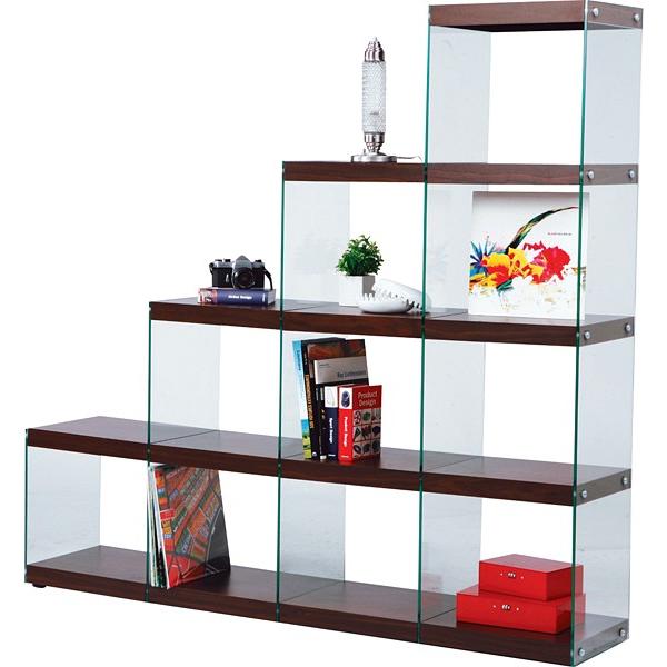 オープンラック リビングラック インテリア 4段ラック スタイリッシュ ガラス 棚 おしゃれ