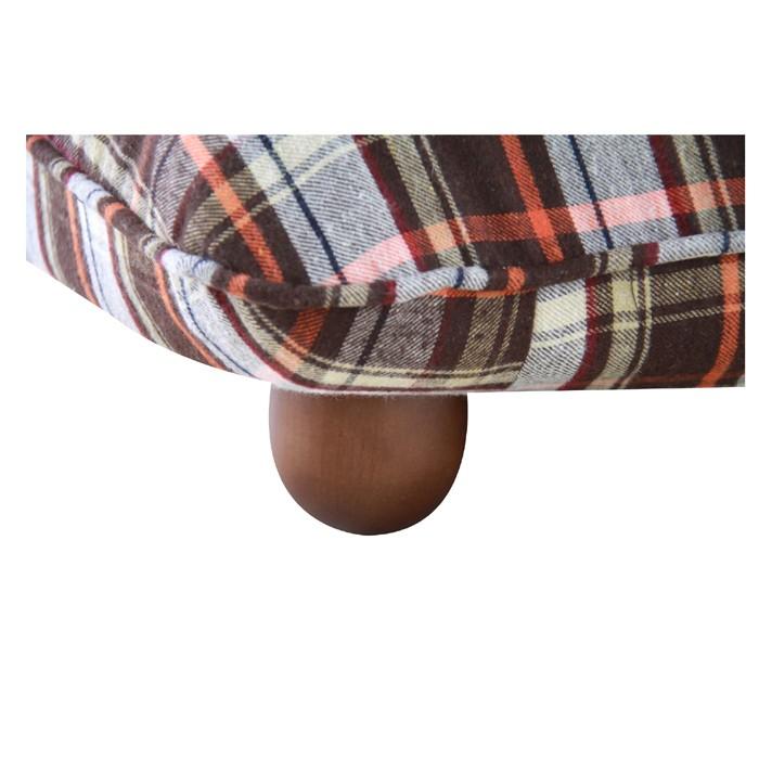 レトロな座椅子2脚セット(朱色とチェック柄) レトロな座椅子2脚セット(朱色とチェック柄)