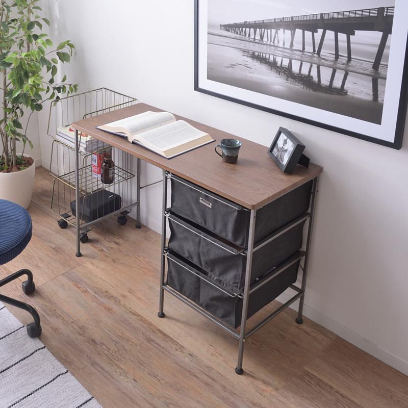 東谷 デスク チェスト付き 引き出し 机 棚付き 100×45cm おしゃれ