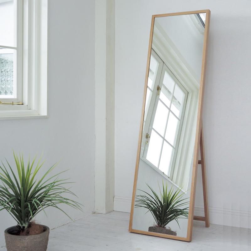 東谷 スタンドミラー 姿見 鏡 ミラー 自立式 木製 天然木 杉材 ウッド