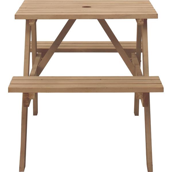 東谷 ガーデンテーブル ベンチ 椅子 木製 2人掛け用 パラソル穴付き