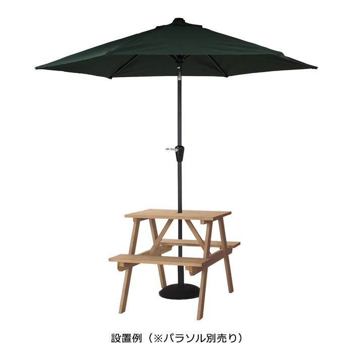 東谷 ガーデンテーブル ベンチ 椅子 木製 2人掛け用 パラソル穴付き