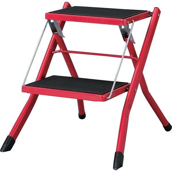 東谷 ステップ台 踏み台 折りたたみ 2段 白 ホワイト 赤 レッド 茶色