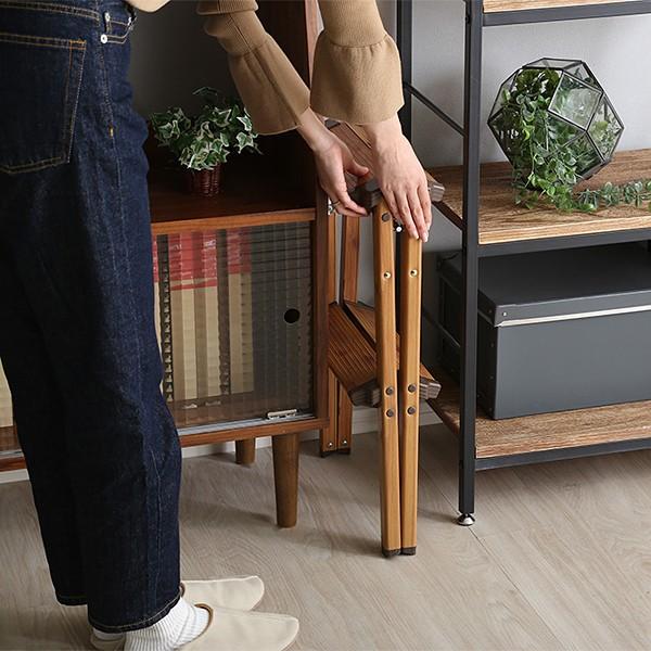 東谷 ステップ台 踏み台 2段 アルミ 脚立 おしゃれ 木目