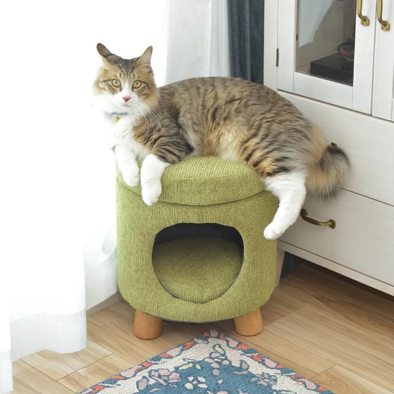 動物デザイン スツール　猫？ライオン？【土日配送】 猫と一緒に作りあげるキャットジャガードスツール – KANADEMONO
