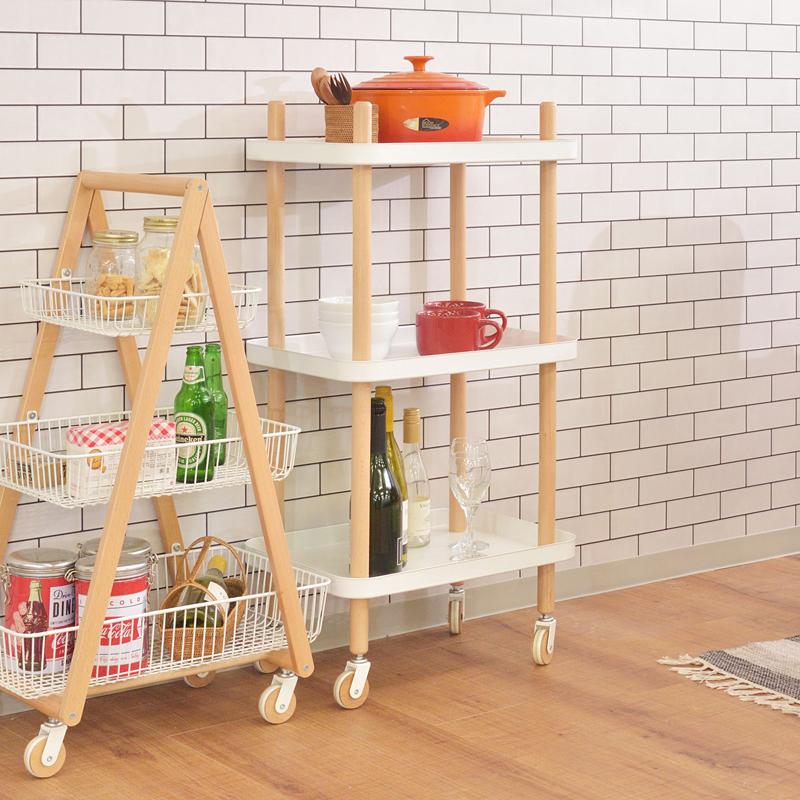 海外輸入 3段 スクエアトレー 収納ラック サイドテーブル キャスター