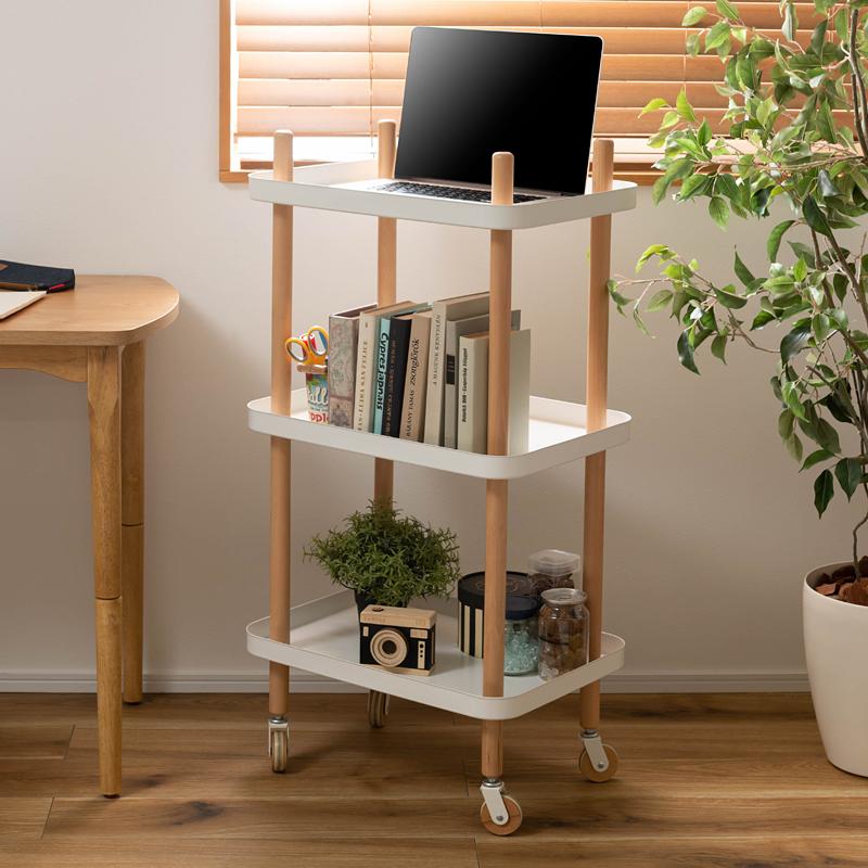 海外輸入 3段 スクエアトレー 収納ラック サイドテーブル キャスター