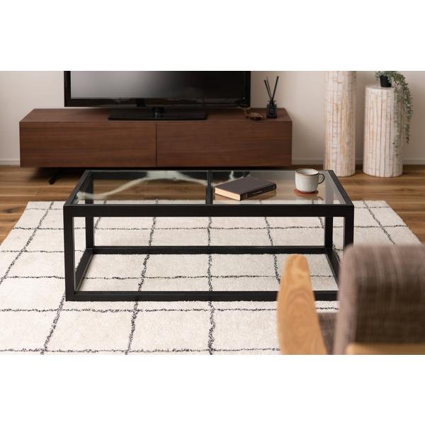 【東4/10】≪zyt1074ジ≫ ガラストップ ローテーブル 幅120cmx奥行60cmx高さ50cm ガラス天板/木製フレーム/スリット/格子/桟 50629-12 東谷 ローテーブル テーブル センターテーブル リビングテーブル