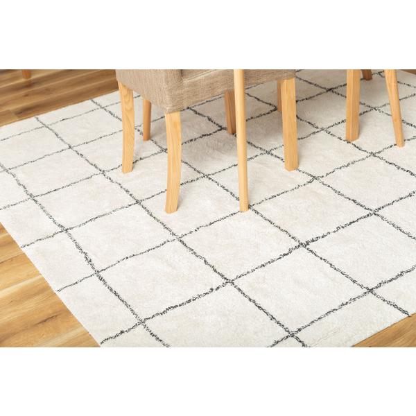 【Design Carpet】カーペット アイボリー 185×185 東谷 ラグ 185×185cm おしゃれ シンプル グレー アイボリー ライン 線