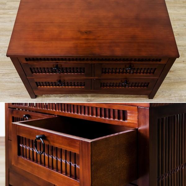 アジアンテイスト2段バンブーローチェスト ロータイプ引出し4杯タンス 和風収納 アジアンテイスト2段バンブーローチェスト ロータイプ引出し4杯