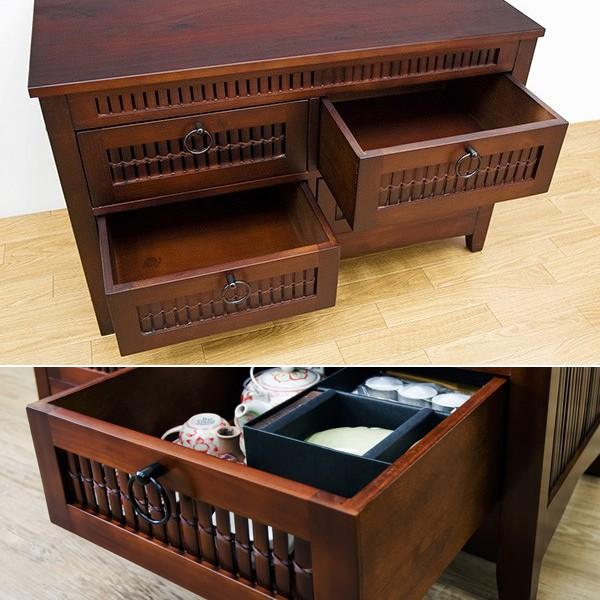 アジアンテイスト2段バンブーローチェスト ロータイプ引出し4杯タンス 和風収納 アジアンテイスト2段バンブーローチェスト ロータイプ引出し4杯