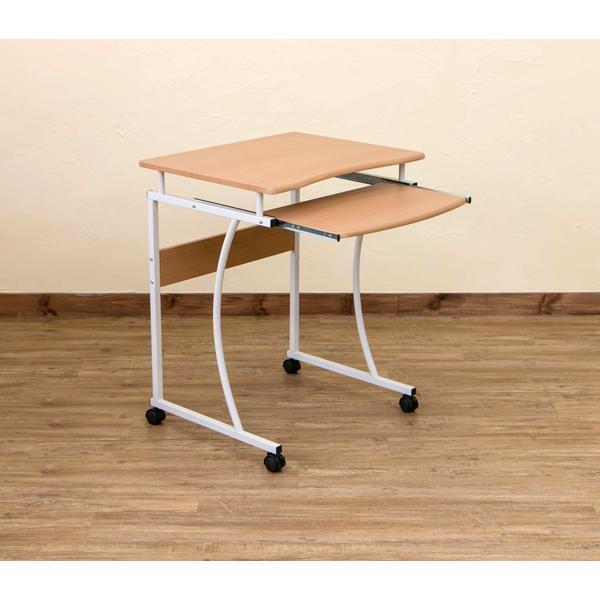 デスク 机 コンパクト 小さい パソコンデスク PCデスク スライド棚付き