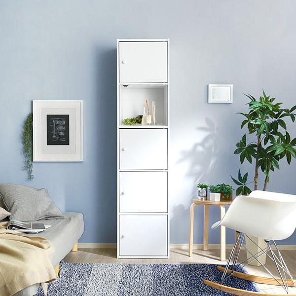 収納棚 扉つき スリム ラック 本棚 A4 収納可能 取っ手 おしゃれ 北欧
