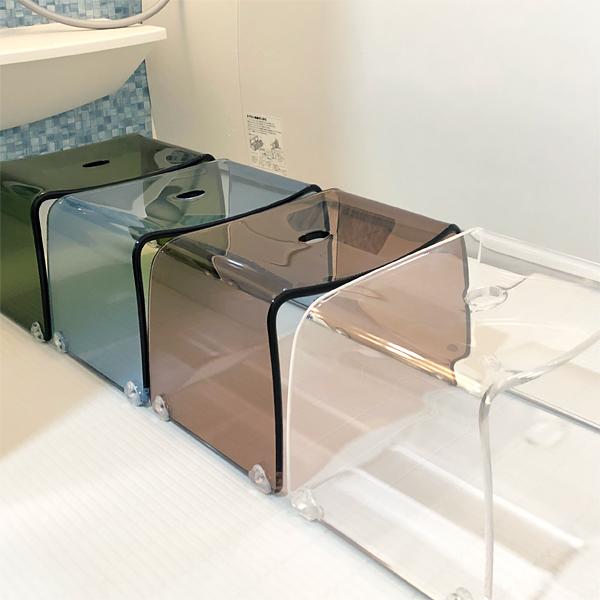 風呂椅子 風呂桶 3点セット アクリル おしゃれ バスチェア 高さ 20cm 25cm 座高 バスボウル 洗面器 高級感 厚み クリア 透明 スツール 湯桶 おけ シンプル favor_17